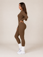 Kaya - Naadloze Sport Jumpsuit Met Rits En Ribstructuur