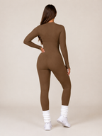Kaya - Naadloze Sport Jumpsuit Met Rits En Ribstructuur