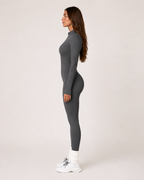 Kaya - Naadloze Sport Jumpsuit Met Rits En Ribstructuur