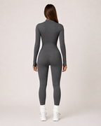Kaya - Naadloze Sport Jumpsuit Met Rits En Ribstructuur