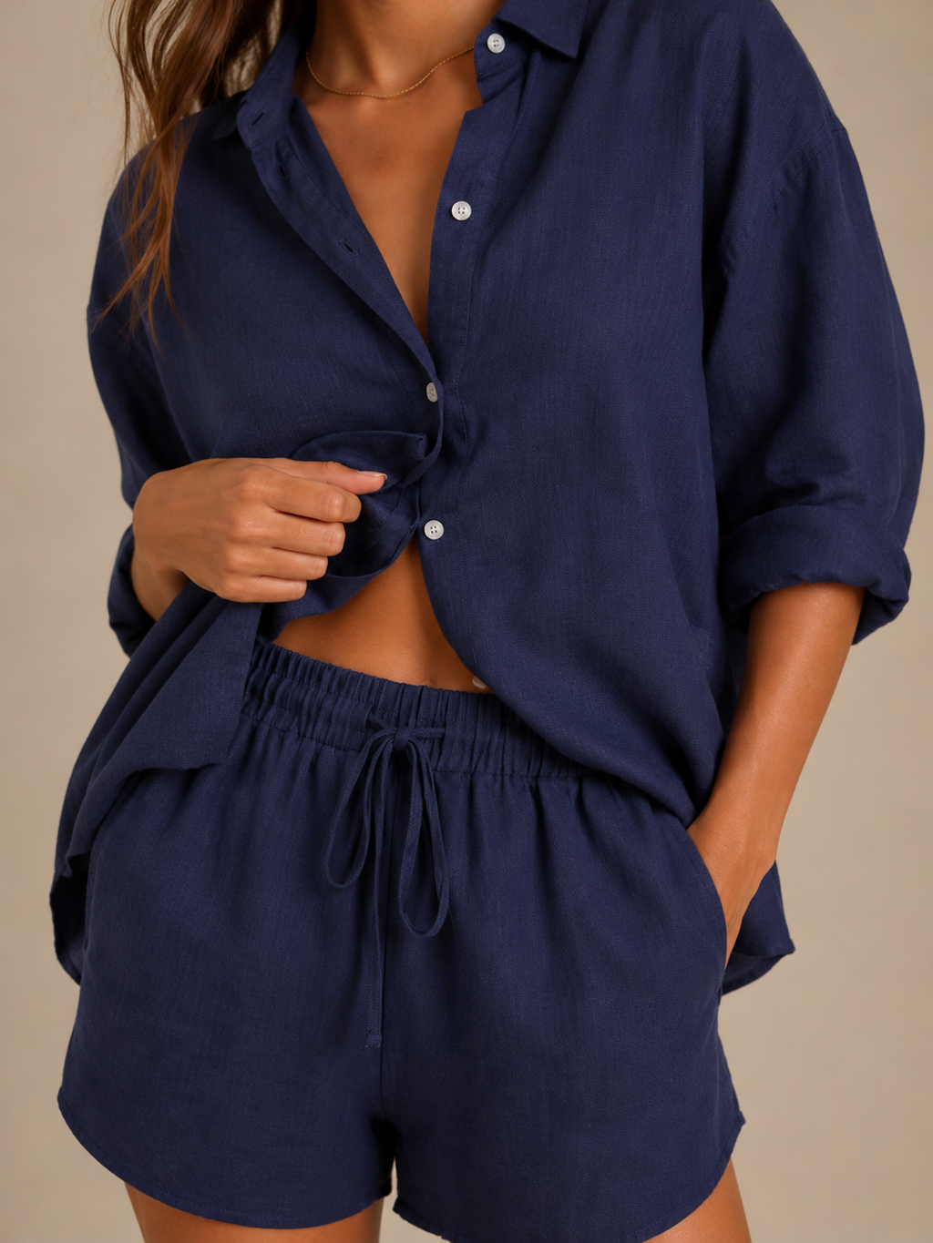 Nancy - Tweedelige set met blouse en bermudashort