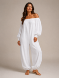Tiana - Dames Jumpsuit Met Blote Schouders En Lantaarnmouwen