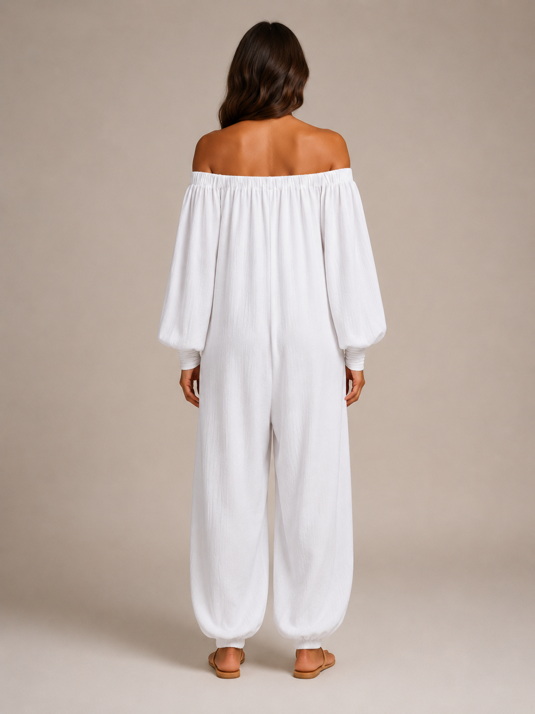 Tiana - Dames Jumpsuit Met Blote Schouders En Lantaarnmouwen