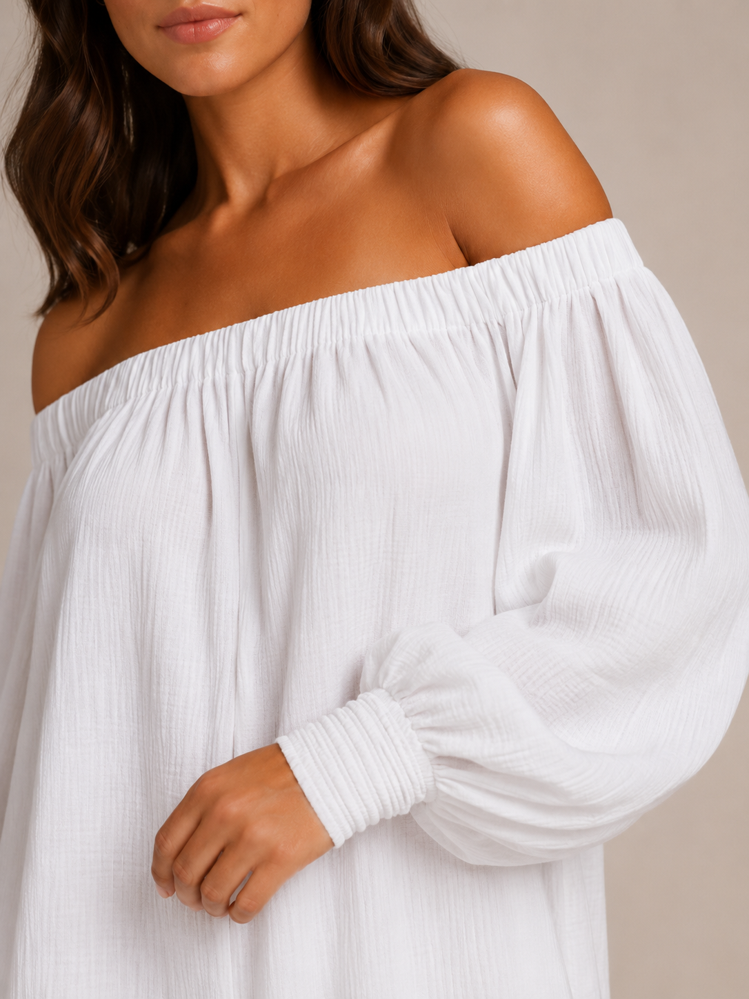 Tiana - Dames Jumpsuit Met Blote Schouders En Lantaarnmouwen