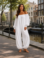 Tiana - Dames Jumpsuit Met Blote Schouders En Lantaarnmouwen