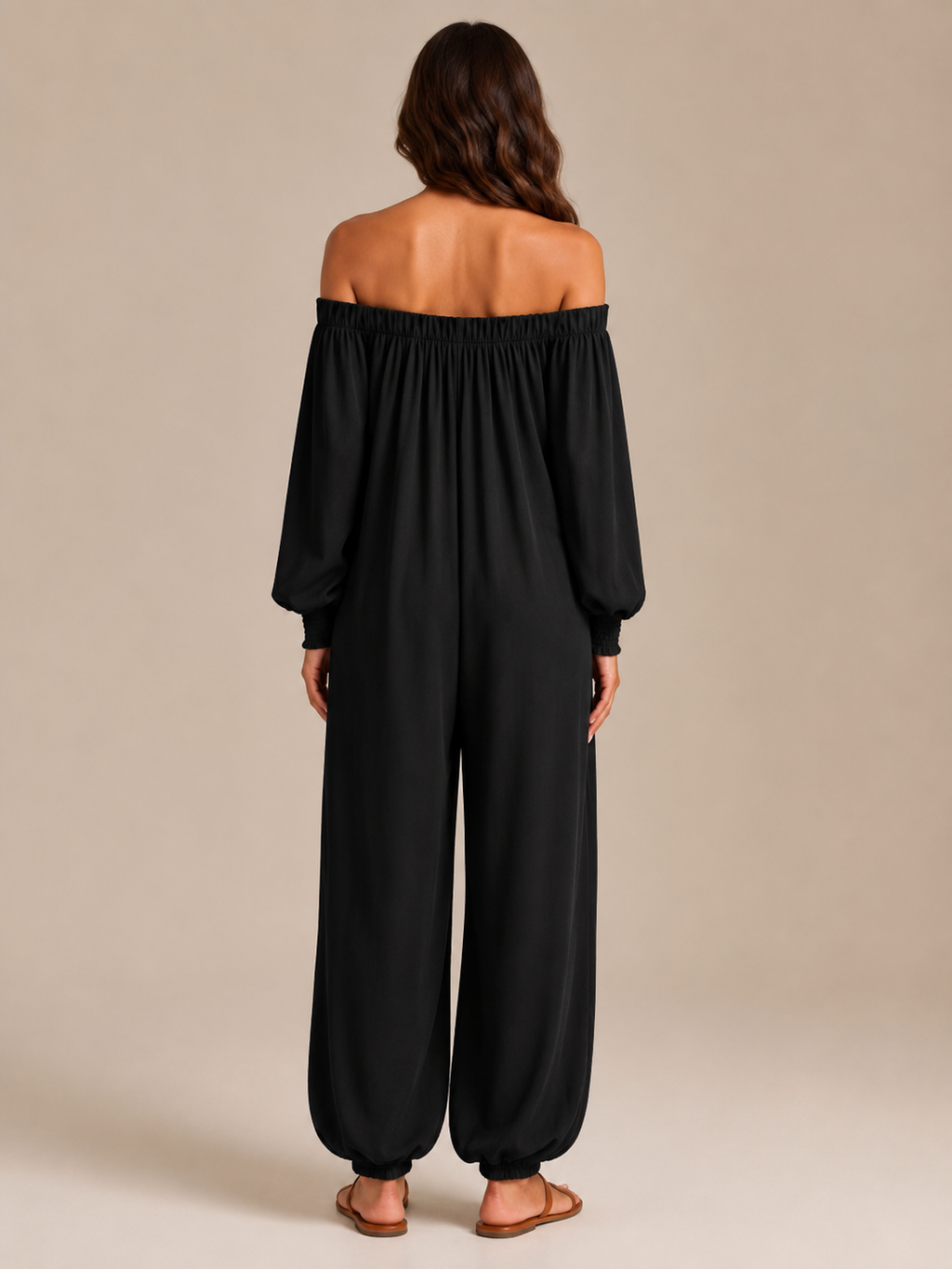Tiana - Dames Jumpsuit Met Blote Schouders En Lantaarnmouwen