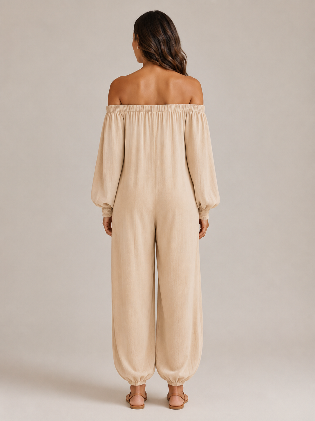 Tiana - Dames Jumpsuit Met Blote Schouders En Lantaarnmouwen