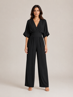 Thylane - Dames Jumpsuit Met Geplooide Taille En Wijde Pijpen