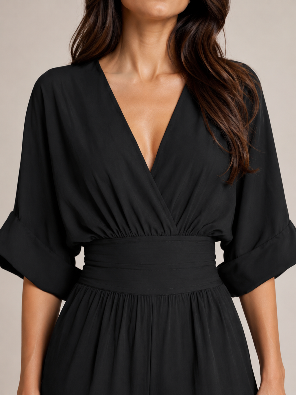 Thylane - Dames Jumpsuit Met Geplooide Taille En Wijde Pijpen