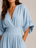 Thylane - Dames Jumpsuit Met Geplooide Taille En Wijde Pijpen
