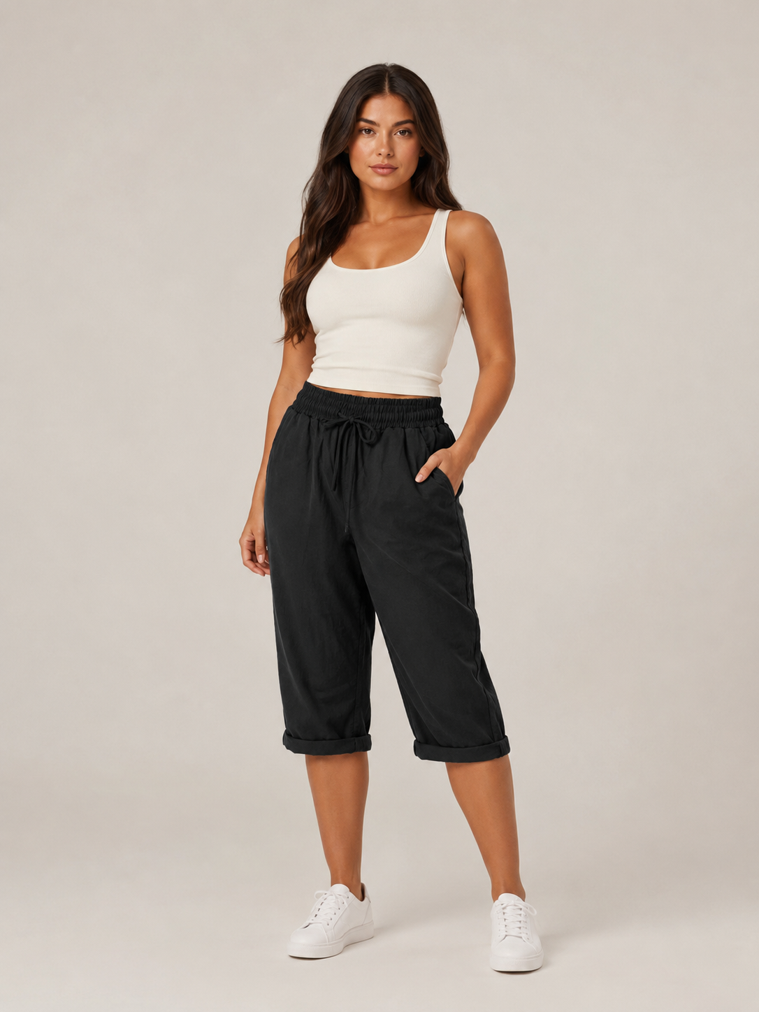 Tirza - Dames Culotte Met Elastische Taille En Wijde Pijpen