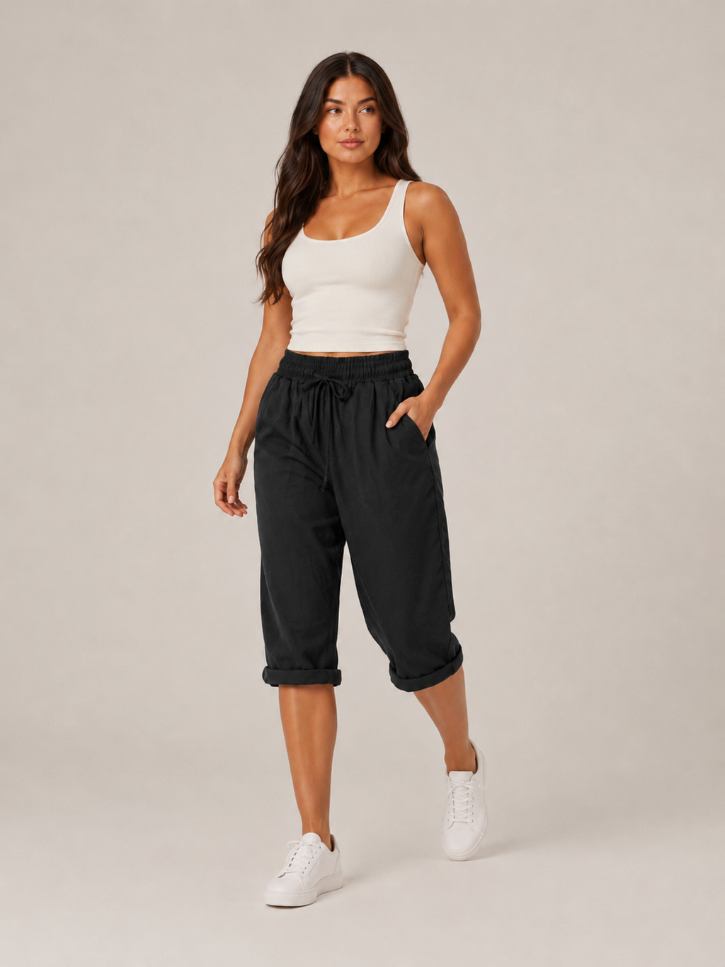 Tirza - Dames Culotte Met Elastische Taille En Wijde Pijpen