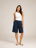Korte, losse shorts met hoge taille voor dames van katoen en linnen