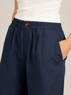 Korte, losse shorts met hoge taille voor dames van katoen en linnen
