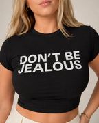 Joya - Zwart Crop T-shirt met Witte Tekstprint