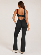 Kessia - Flared Sport Jumpsuit Met Open Rug