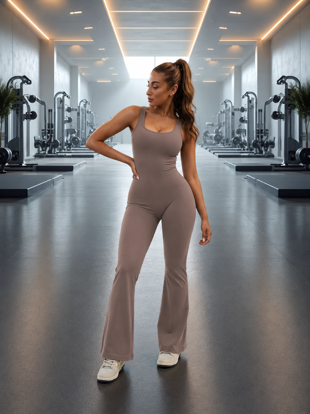 Kessia - Flared Sport Jumpsuit Met Open Rug