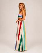 Kiona - Meerkleurige Strapless Maxi-jurk Met Verticale Strepen