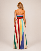 Kiona - Meerkleurige Strapless Maxi-jurk Met Verticale Strepen