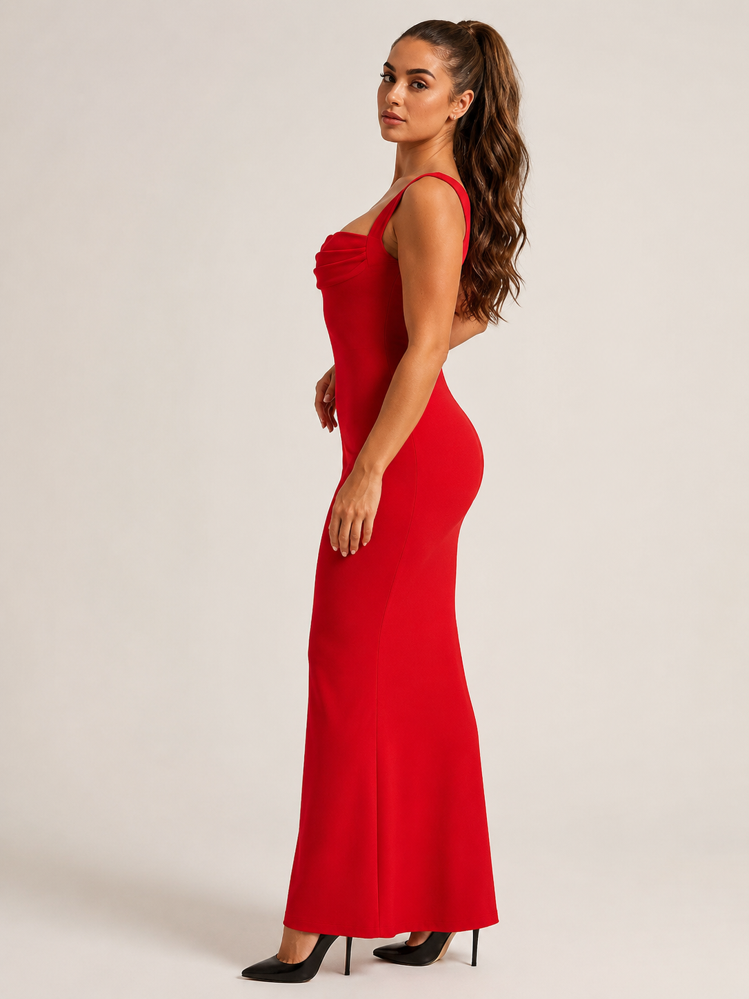 Kalina - Stretch Maxi-jurk Met Brede Schouderbanden