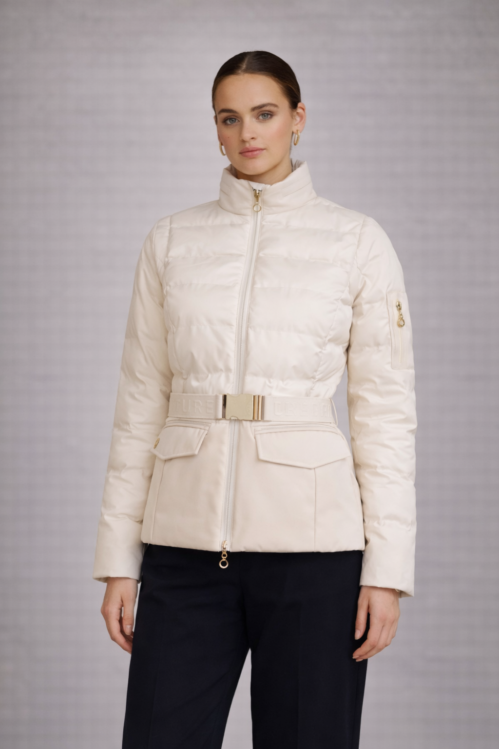 Isa Dames Gewatteerde Jas – Heuplengte Jas Met Mouwzak