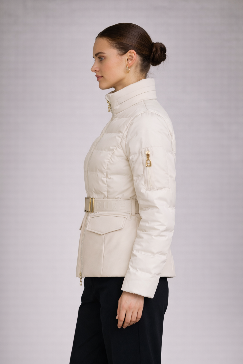 Isa Dames Gewatteerde Jas – Heuplengte Jas Met Mouwzak