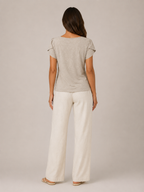 Sorelyne - Dames Top Met Kanten Halsdetail En Korte Mouwen