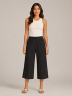 Temara - Dames Katoen-Linnen Bermudashort Met Elastische Taille En Steekzakken