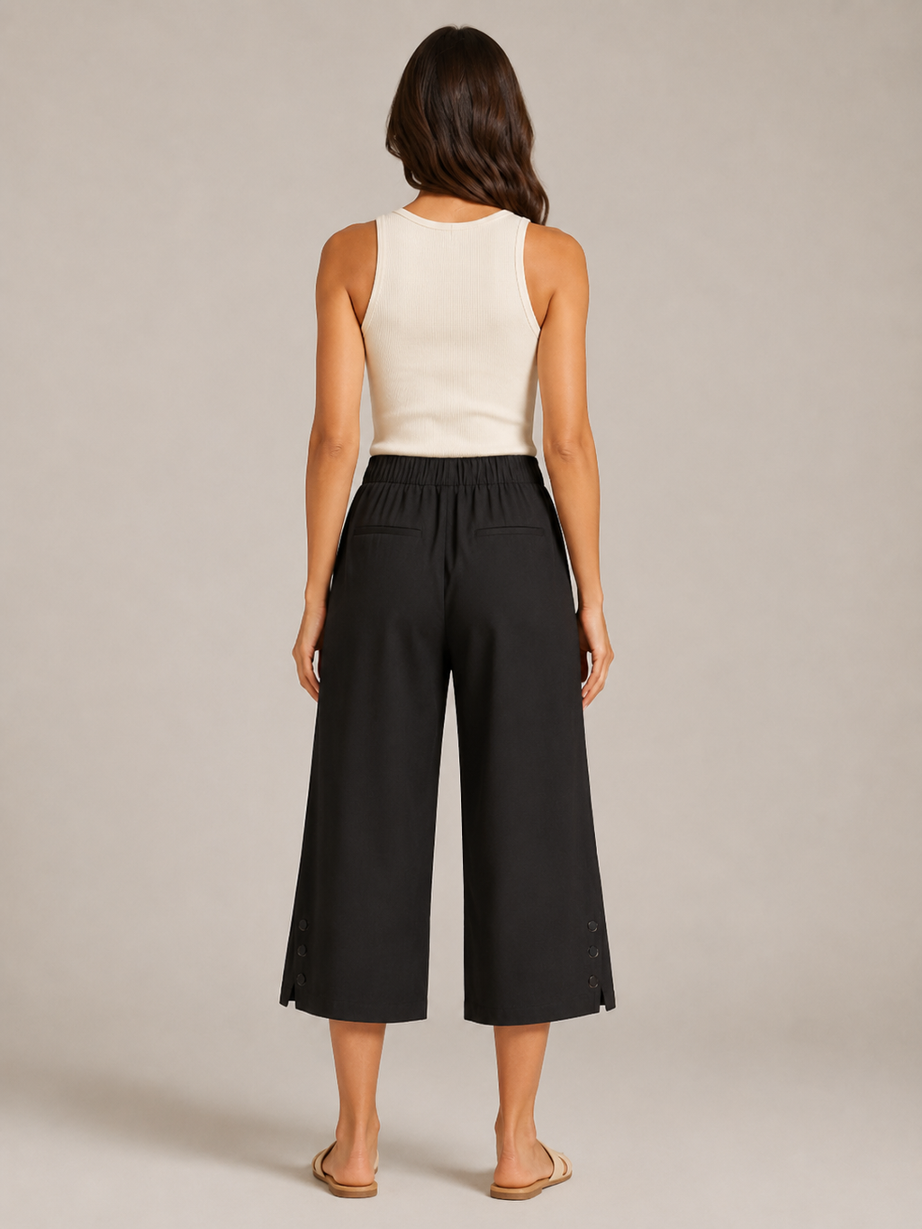 Temara - Dames Katoen-Linnen Bermudashort Met Elastische Taille En Steekzakken