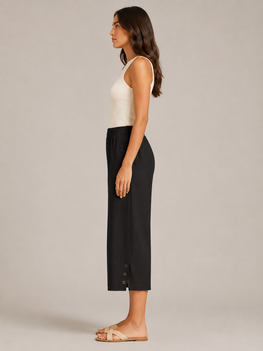 Temara - Dames Katoen-Linnen Bermudashort Met Elastische Taille En Steekzakken