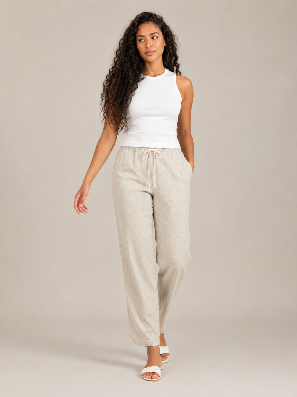Tolvana - Dames Broek Met Elastische Taille En Trekkoord