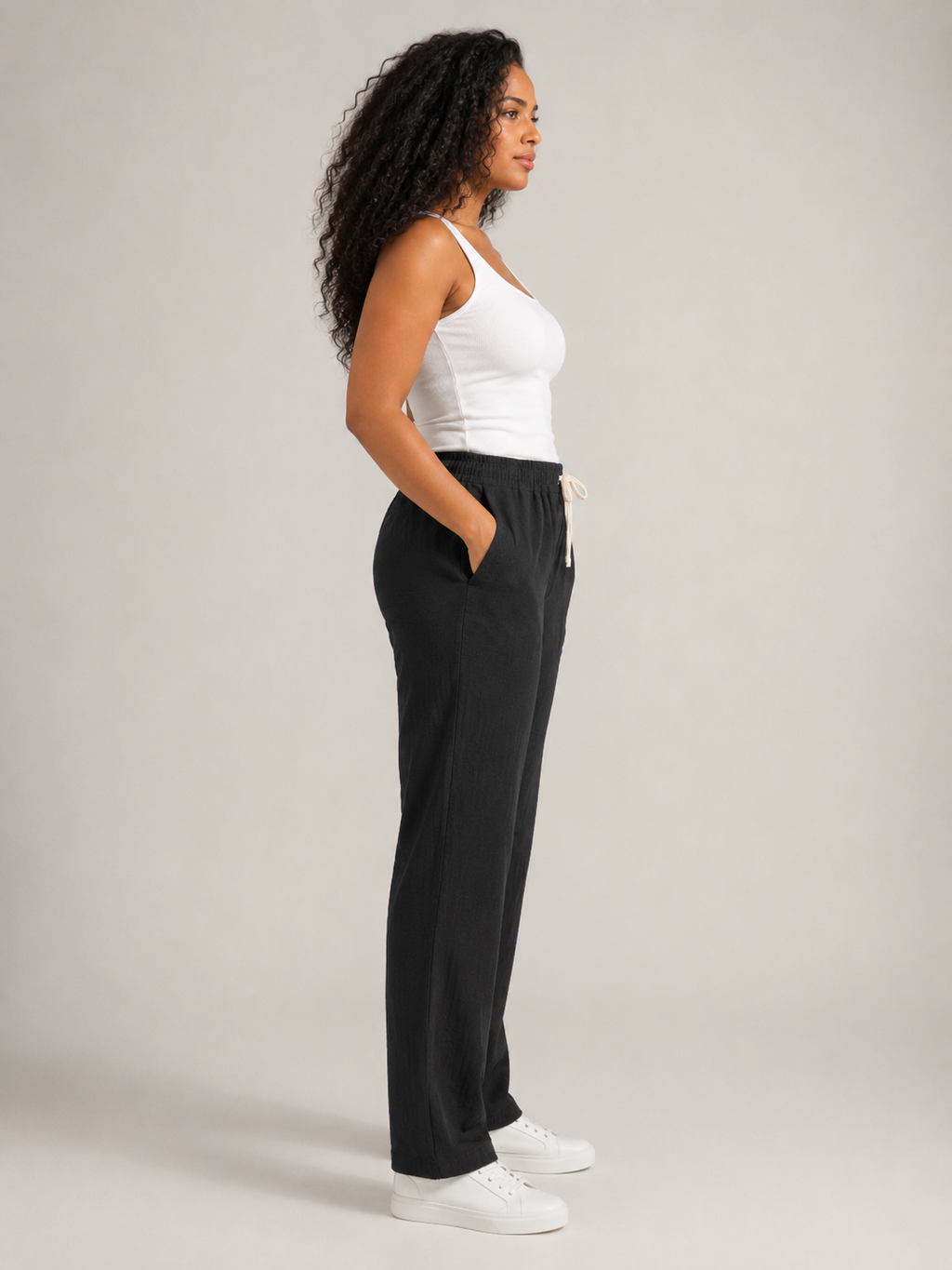 Tolvana - Dames Broek Met Elastische Taille En Trekkoord