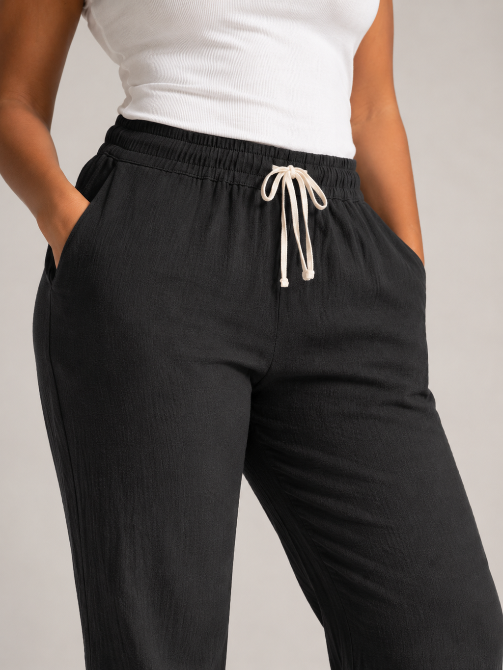 Tolvana - Dames Broek Met Elastische Taille En Trekkoord