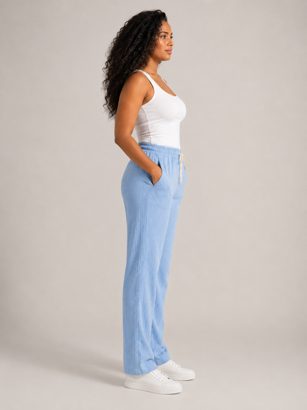 Tolvana - Dames Broek Met Elastische Taille En Trekkoord