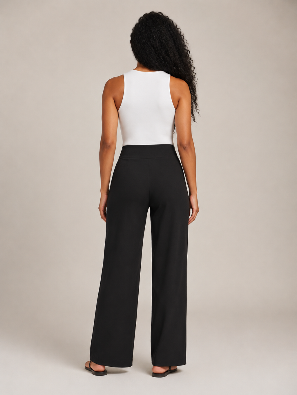 Thalora - Dames Broek Met Hoge Taille En Rechte Pijpen