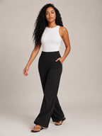 Thalora - Dames Broek Met Hoge Taille En Rechte Pijpen