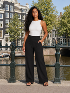 Thalora - Dames Broek Met Hoge Taille En Rechte Pijpen