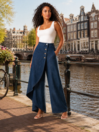 Taneira - Dames Palazzobroek Met Asymmetrische Overslag En Knopen