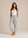 Tirena - Dames Gestreepte Broek Met Elastische Taille En Zijknopen