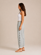 Tirena - Dames Gestreepte Broek Met Elastische Taille En Zijknopen