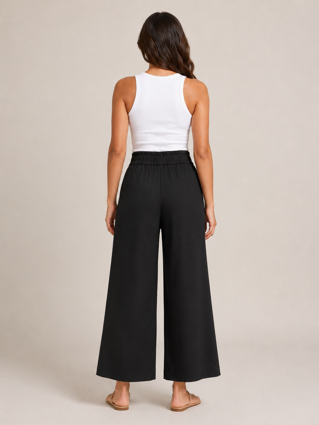 Thyra - Dames Katoenen Broek Met Elastische Taille En Rechte Pijpen