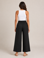 Thyra - Dames Katoenen Broek Met Elastische Taille En Rechte Pijpen