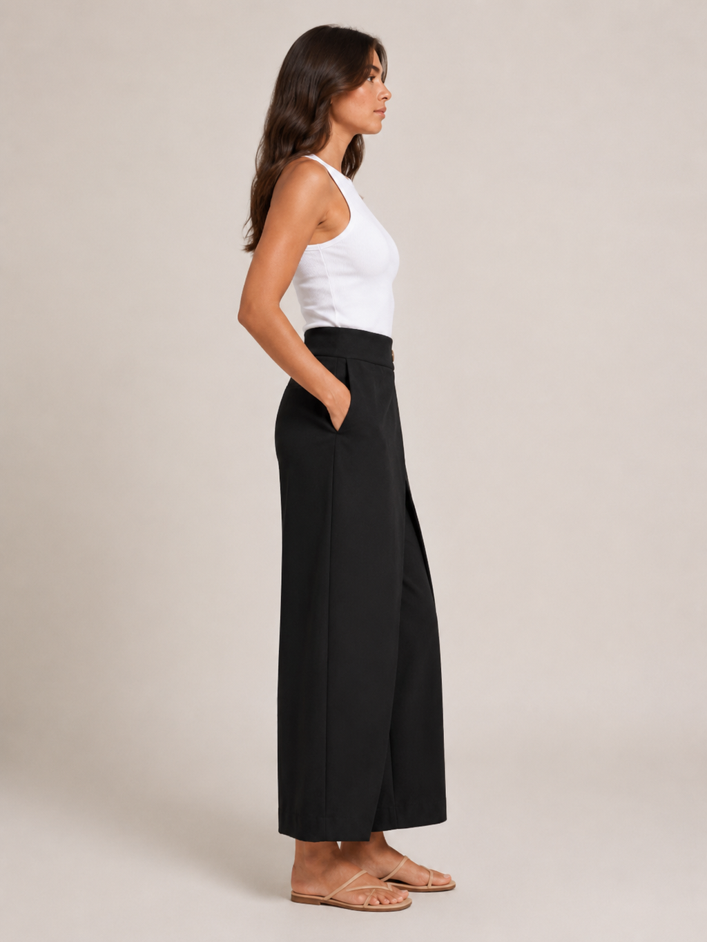 Thyra - Dames Katoenen Broek Met Elastische Taille En Rechte Pijpen