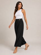 Thyra - Dames Katoenen Broek Met Elastische Taille En Rechte Pijpen