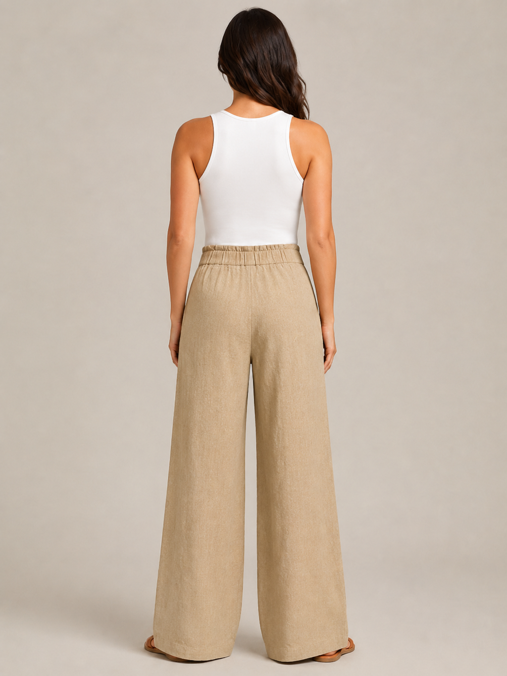 Thyra - Dames Katoenen Broek Met Elastische Taille En Rechte Pijpen