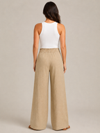 Thyra - Dames Katoenen Broek Met Elastische Taille En Rechte Pijpen