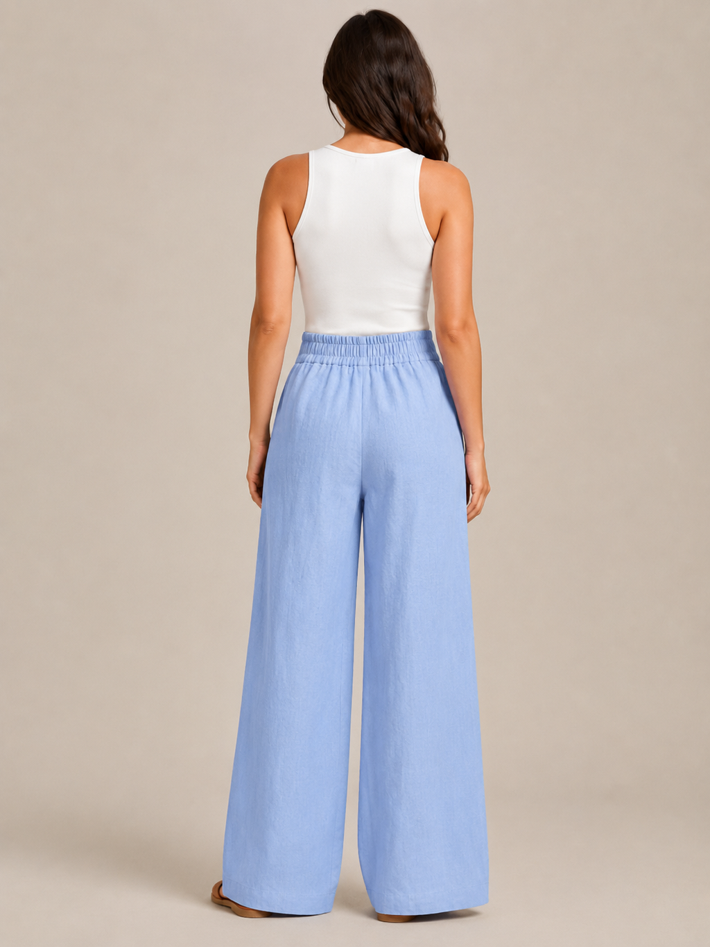 Thyra - Dames Katoenen Broek Met Elastische Taille En Rechte Pijpen