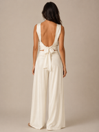 Tovelia - Dames Tweedelige Set Met Open Rug Top En Wijde Broek