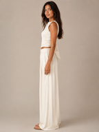Tovelia - Dames Tweedelige Set Met Open Rug Top En Wijde Broek