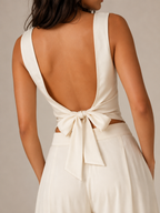 Tovelia - Dames Tweedelige Set Met Open Rug Top En Wijde Broek